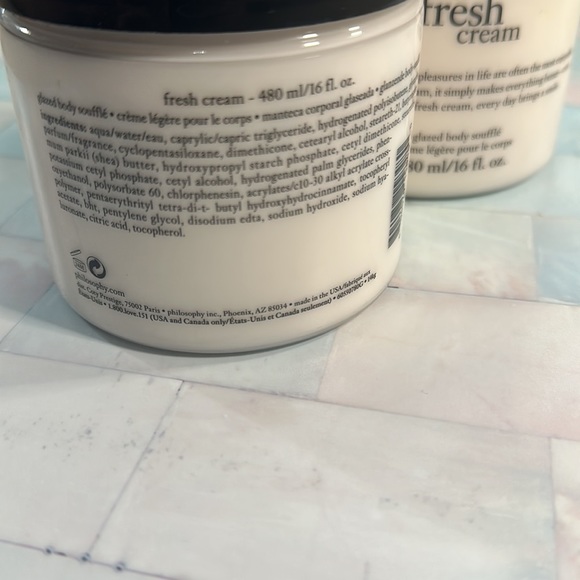 Philosophy Skincare 2 Jars Of Philosophy Fresh Cream Glazed Body Souffle Cream Jumbo 6 Oz